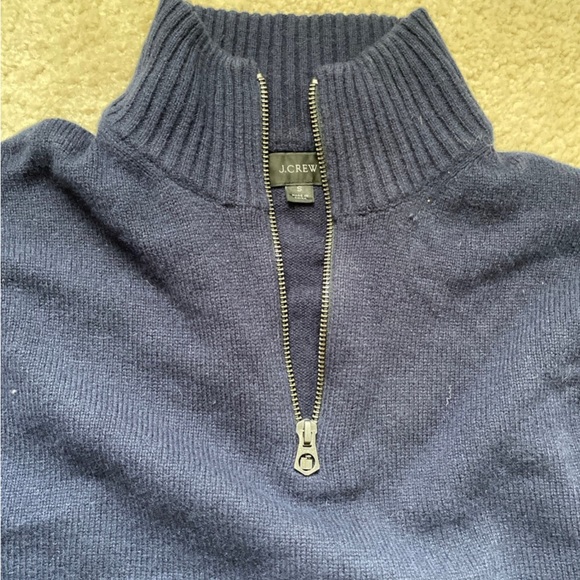 J Crew Mens Small quarter zip Blue wool Sweater - Picture 4 of 4